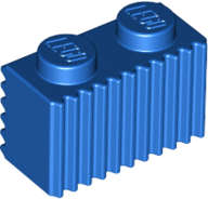 Lego (N) ~ Brick Modified 1 x 2 with Grille / Fluted Profile ~ [Blue]