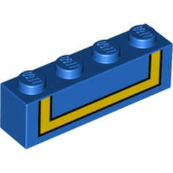 Lego (N) ~ Brick 1 x 4 with Black Outlined Yellow Stripe Pattern (BrickHeadz Donald Duck To ~ [Blue]