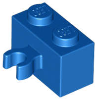 Lego (N) ~ Brick Modified 1 x 2 with Open O Clip Thick (Vertical Grip) ~ [Blue]