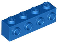 Lego (N) ~ Brick Modified 1 x 4 with Studs on Side ~ [Blue]