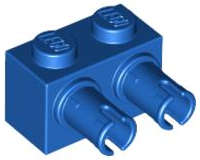 Lego (U) ~ Brick Modified 1 x 2 with Pins ~ [Blue]