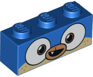 Lego (N) ~ Brick 1 x 3 with Dog Face Wide Dark Orange Eyes Medium Nougat Muzzle Open Mouth  ~ [Blue]