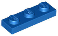 Lego (N) ~ Plate 1 x 3 ~ [Blue]
