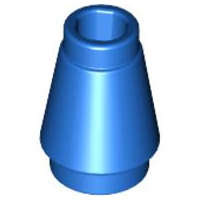 Lego (N) ~ Cone 1 x 1 with Top Groove ~ [Blue]