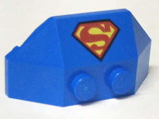 Lego (N) ~ Wedge 2 x 4 Triple with Superman 'S' Logo Pattern ~ [Blue]