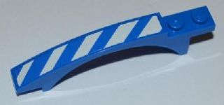 Lego (U) ~ Slope Curved 8 x 1 x 1 2/3 with Arch and 2 Recessed Studs with Blue and White D ~ [Blue]