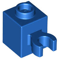 Lego (N) ~ Brick Modified 1 x 1 with Open O Clip (Vertical Grip) - Hollow Stud ~ [Blue]