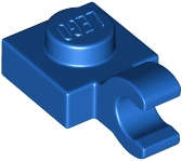 Lego (N) ~ Plate Modified 1 x 1 with Open O Clip (Horizontal Grip) ~ [Blue]