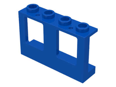 Lego (N) ~ Window 1 x 4 x 2 Plane Single Top Hole and Single Bottom Hole for Glass ~ [Blue]