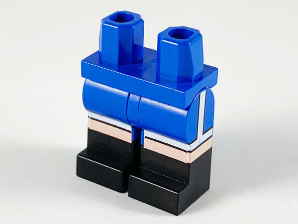 Lego NEW - Hips and Legs with Molded Black Lower Legs / Boots and Printed Light NougatKnee~ [Blue]