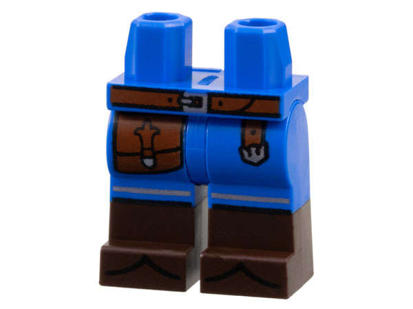 Lego NEW - Hips and Legs with Molded Dark Brown Lower Legs / Boots and Printed ReddishBrow~ [Blue]