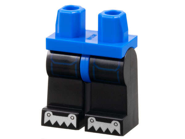 Lego (N) ~ Hips and Black Legs with Dark Blue Pockets Outline and Silver Ice Cleats on Toes ~ [Blue]