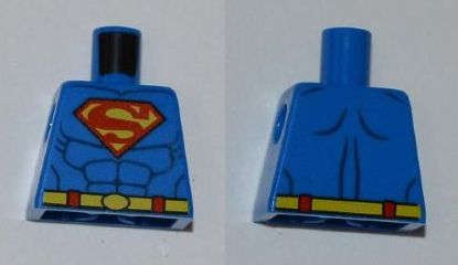 Lego (U) ~ Torso Super Hero Costume with Dark Blue Muscles Red and Yellow Superman 'S' Log ~ [Blue]