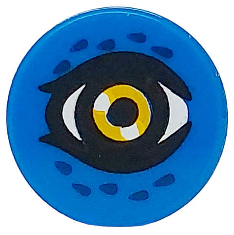 Lego (N) ~ Tile Round 1 x 1 with Bright Light Orange and White Eye with Black Pupil and Dar ~ [Blue]