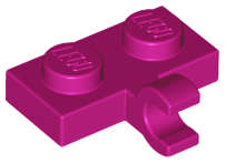 Lego (N) ~ Plate Modified 1 x 2 with Clip on Side (Horizontal Grip) ~ [Magenta]
