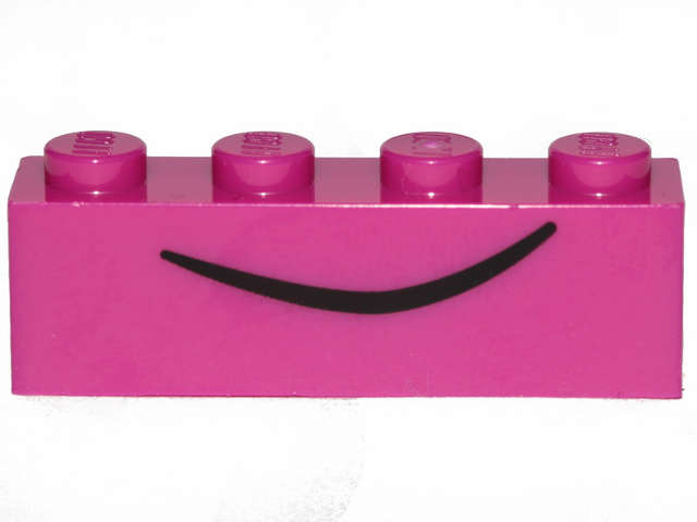 Lego (N) ~ Brick 1 x 4 with Black Curved Line Pattern (Queen Watevra Wa'Nabi Mouth) ~ [Magenta]