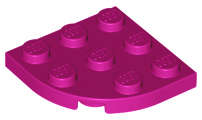 Lego (N) ~ Plate Round Corner 3 x 3 ~ [Magenta]