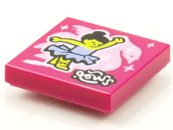 Lego (N) ~ Tile 2 x 2 with BeatBit Album Cover - Ballerina and Swan Pattern ~ [Magenta]