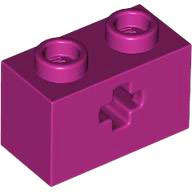 Lego (N) ~ Technic Brick 1 x 2 with Axle Hole ~ [Magenta]