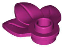 Lego (N) ~ Plant Plate Round 1 x 1 with 3 Leaves ~ [Magenta]