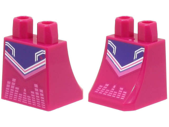 Lego (N) ~ Lower Body Skirt with Dark Purple Center Panel and White and Dark Pink Trim P ~ [Magenta]