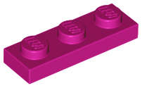 Lego (N) ~ Plate 1 x 3 ~ [Magenta]