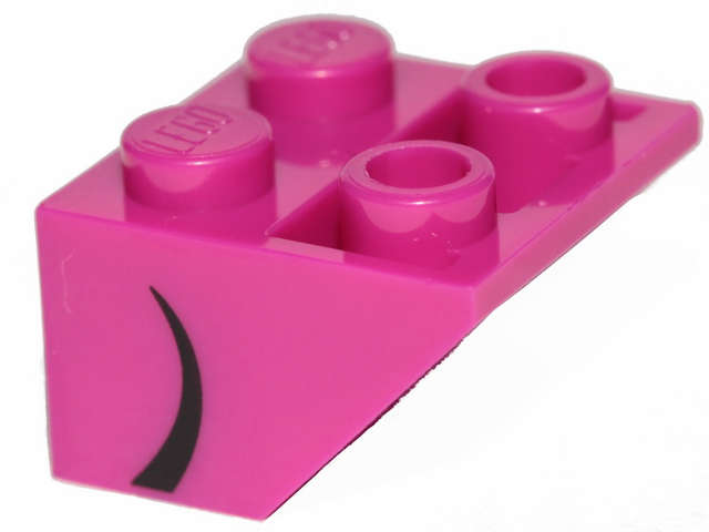 Lego (N) ~ Slope Inverted 45 2 x 2 with Flat Bottom Pin with Curved Black Line on Side P ~ [Magenta]