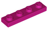 Lego (N) ~ Plate 1 x 4 ~ [Magenta]