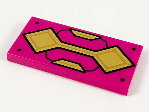 Lego (N) ~ Tile 2 x 4 with Gold Armor Plates and 4 Black Rivets Pattern ~ [Magenta]
