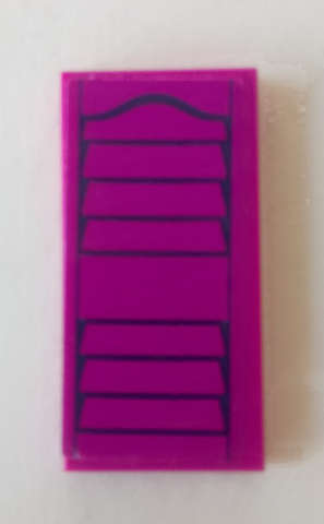 Lego (U) ~ Tile 2 x 4 with Black Window Shutter Pattern (Sticker) - Set 41314 ~ [Magenta]