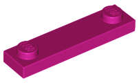 Lego (N) ~ Plate Modified 1 x 4 with 2 Studs without Groove ~ [Magenta]