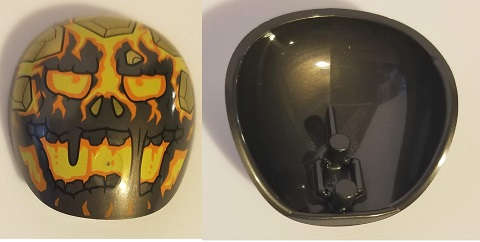 Lego (N) ~ Large Figure Armor Round Smooth with Molten Man Face Pattern ~ [Pearl Dark Gray]