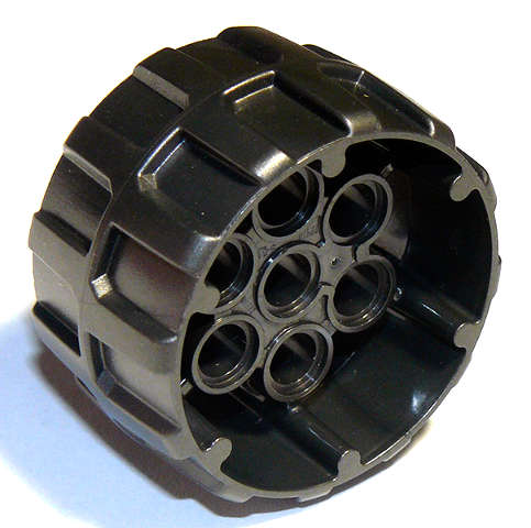 Lego (N) ~ Wheel Hard Plastic Treaded with 7 Pin Holes (37mm D. x 22mm) ~ [Pearl Dark Gray]