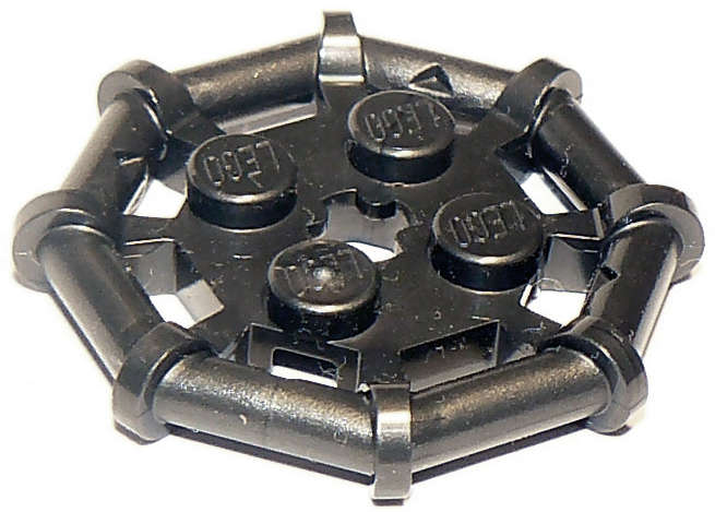 Lego (N) ~ Plate Modified 2 x 2 with Bar Frame Octagonal Reinforced Completely R ~ [Pearl Dark Gray]