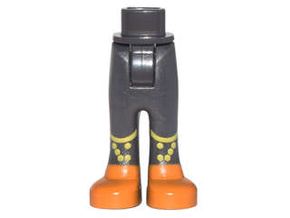 Lego (N) ~ Mini Doll Hips and Trousers with Back Pockets with Orange Shoes and Y ~ [Pearl Dark Gray]
