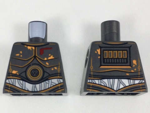 Lego (U) ~ Torso SW Armor Metal Plates with Orange Rust Stains and White Wires  ~ [Pearl Dark Gray]