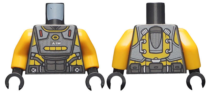 Lego (N) ~ Torso Armor Silver and Bright Light Orange Highlights and Silver 'AIM ~ [Pearl Dark Gray]