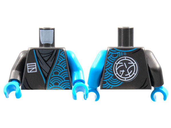 Lego (N) ~ Torso Tunic Dark Azure Arches Ninjago Logogram Letter N Core Logo on  ~ [Pearl Dark Gray]