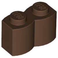 Lego (U) ~ Brick Modified 1 x 2 with Log Profile ~ [Brown]