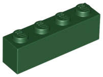 Lego (N) ~ Brick 1 x 4 ~ [Dark Green]