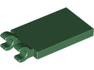 Lego (N) ~ Tile Modified 2 x 3 with 2 Open O Clips ~ [Dark Green]
