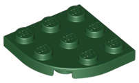 Lego (U) ~ Plate Round Corner 3 x 3 ~ [Dark Green]