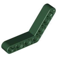 Lego (U) ~ Technic Liftarm Modified Bent Thick 1 x 7 (4 - 4) ~ [Dark Green]
