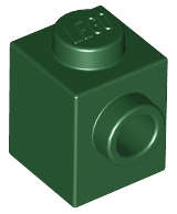 Lego (N) ~ Brick Modified 1 x 1 with Stud on Side ~ [Dark Green]