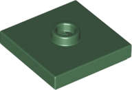 Lego (N) ~ Plate Modified 2 x 2 with Groove and 1 Stud in Center (Jumper) ~ [Dark Green]