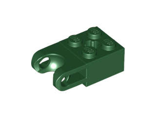 Lego (N) ~ Technic Brick Modified 2 x 2 with Ball Socket and Axle Hole - Straight For ~ [Dark Green]