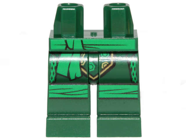 Lego (N) ~ Hips and Legs with Green Sash and Knee Wrappings Pattern ~ [Dark Green]