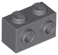 Lego (N) ~ Brick Modified 1 x 2 with Studs on 1 Side ~ [Dark Bluish Gray]