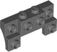 Lego (U) ~ Brick Modified 2 x 4 - 1 x 4 with 2 Recessed Studs and Thin Side Ar ~ [Dark Bluish Gray]