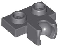 Lego (N) ~ Plate Modified 1 x 2 with Small Tow Ball Socket on Side ~ [Dark Bluish Gray]